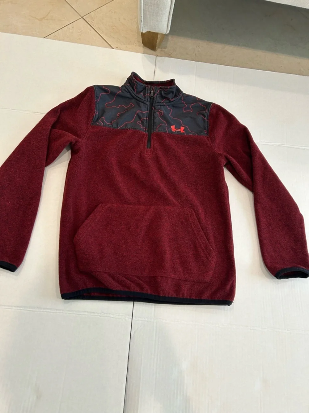Under Armour Youth Medium Burgundy Fleece with Black Contrast Yoke